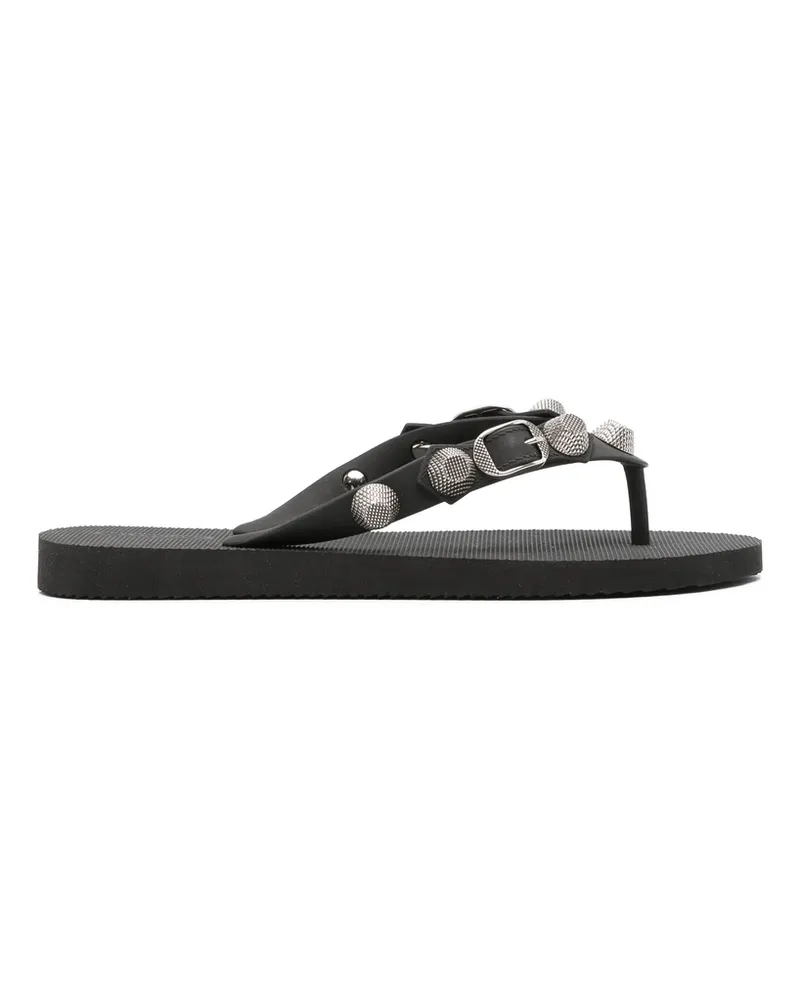 Balenciaga Cagole Studded Flip Flops Black