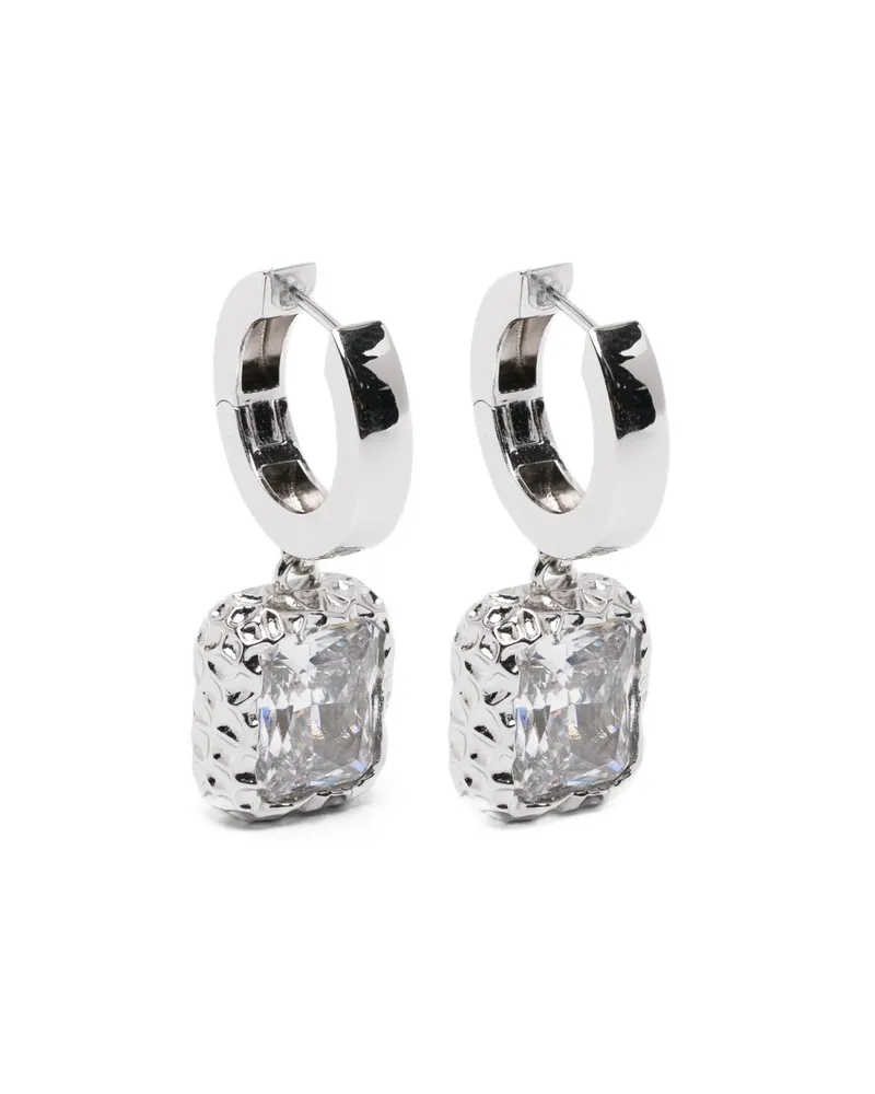 DARKAI Radiant White Textured Drop Earrings Silver