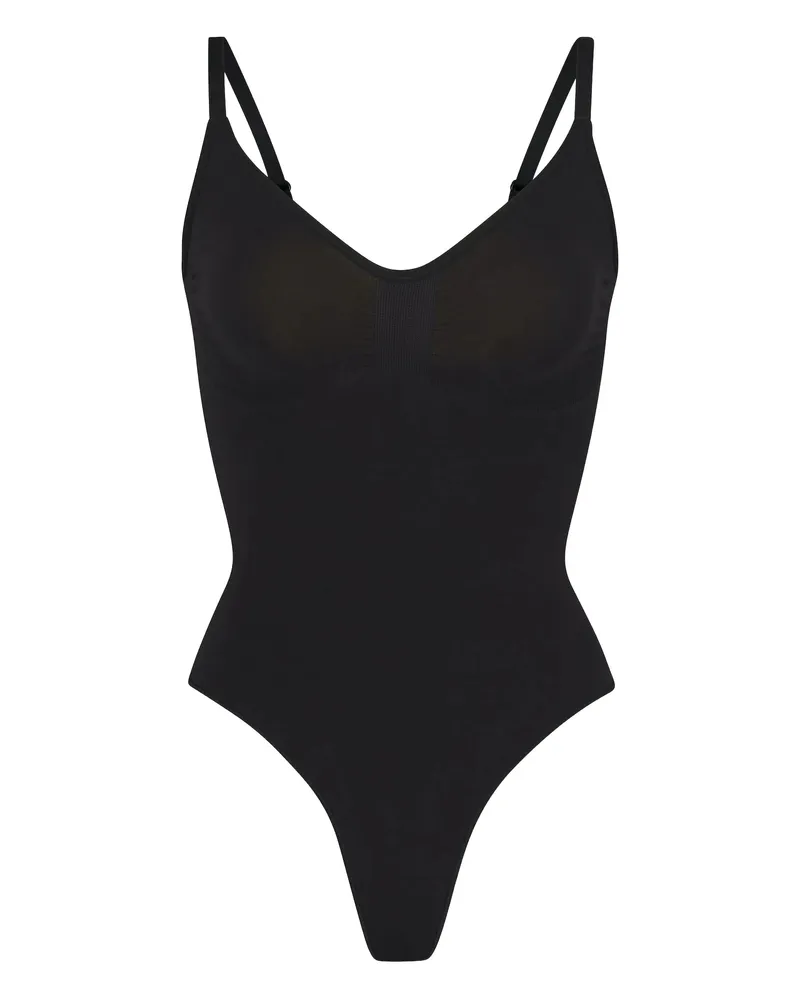 SKIMS V-neck Seamless Bodysuit Black
