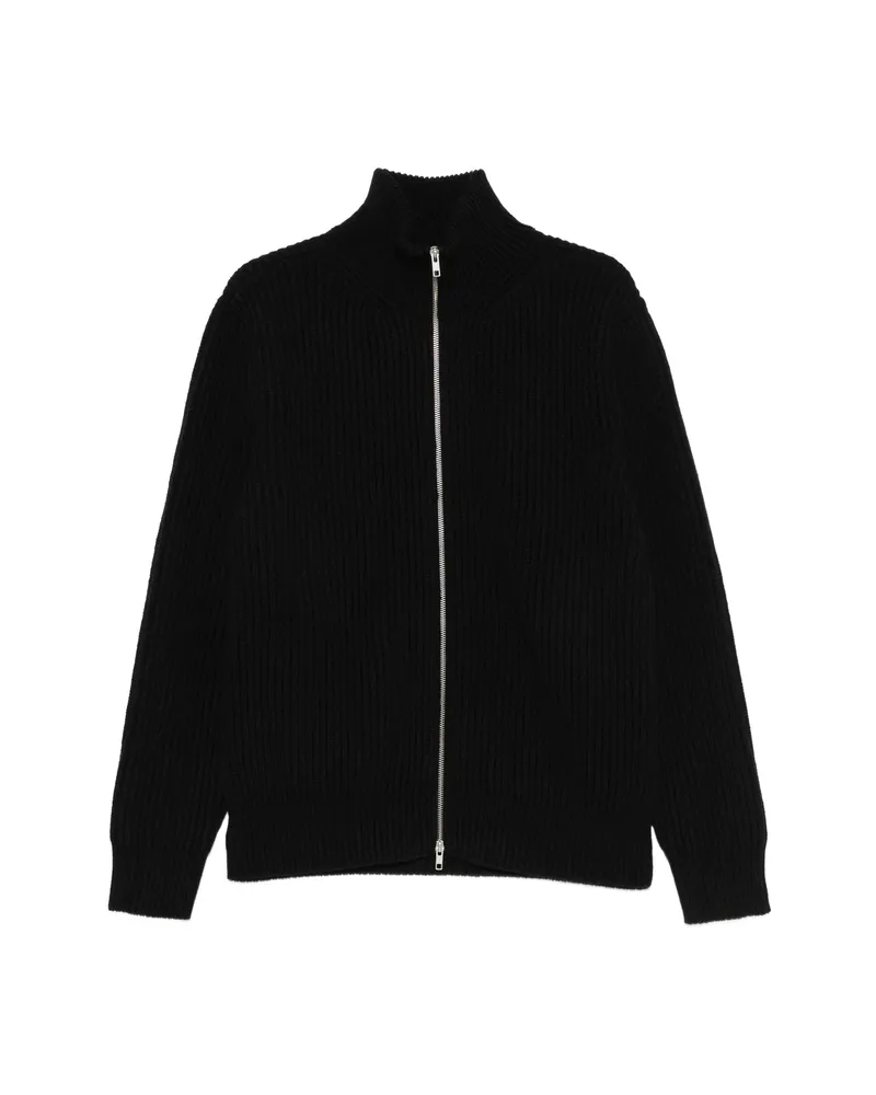 Maison Margiela Ribbed-knit Zip-up Sweater Black