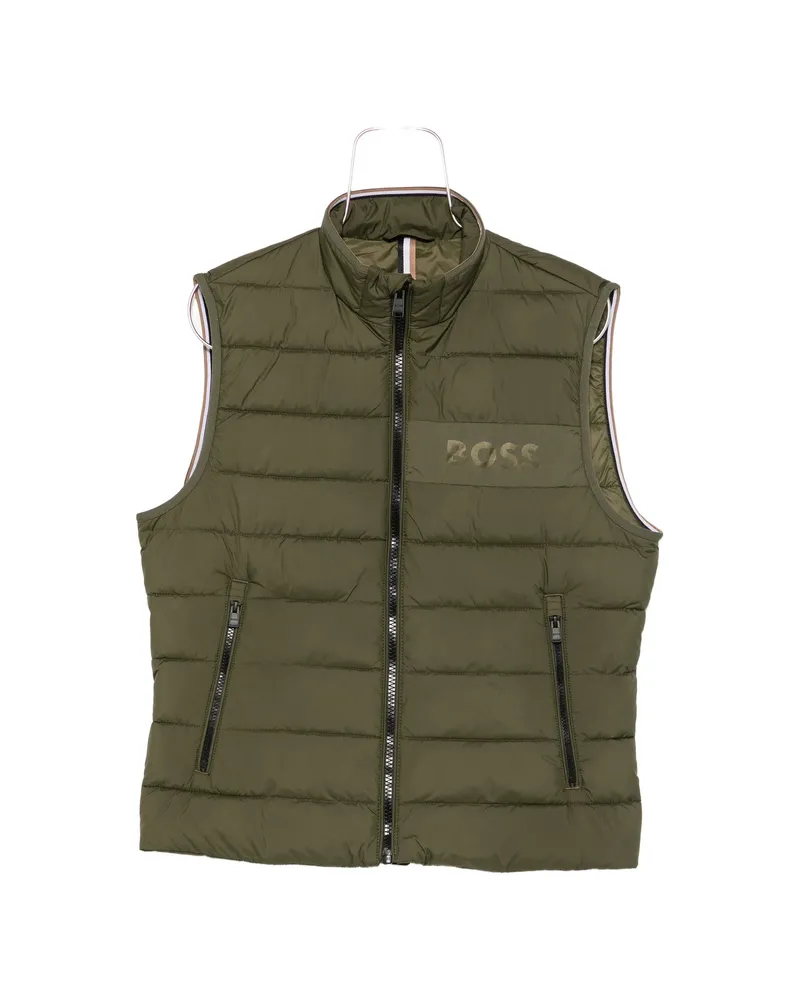 HUGO BOSS Quilted Logo-print Gilet Green