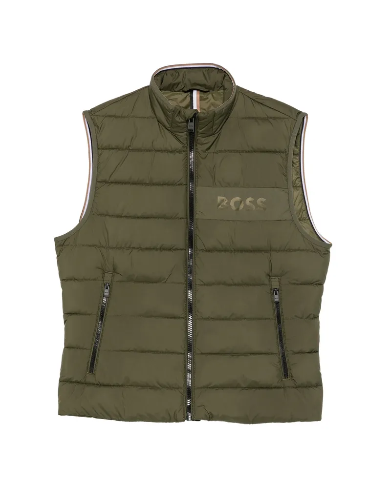 HUGO BOSS Quilted Logo-print Gilet Green