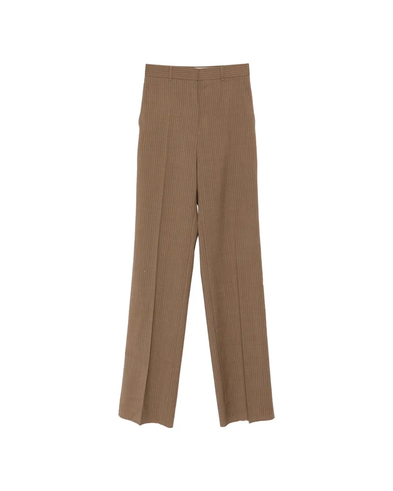 Max Mara Stripe-pattern Straight-leg Trousers Brown