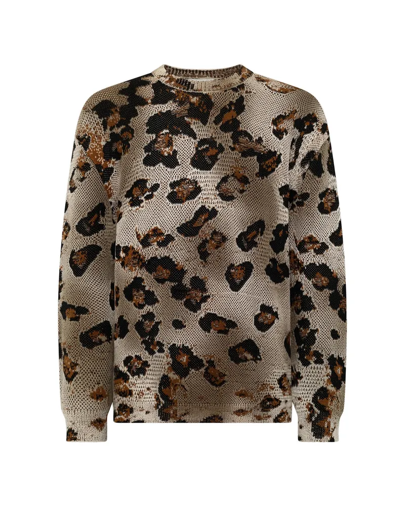 Laneus Leopard Print Knitted Jumper Brown