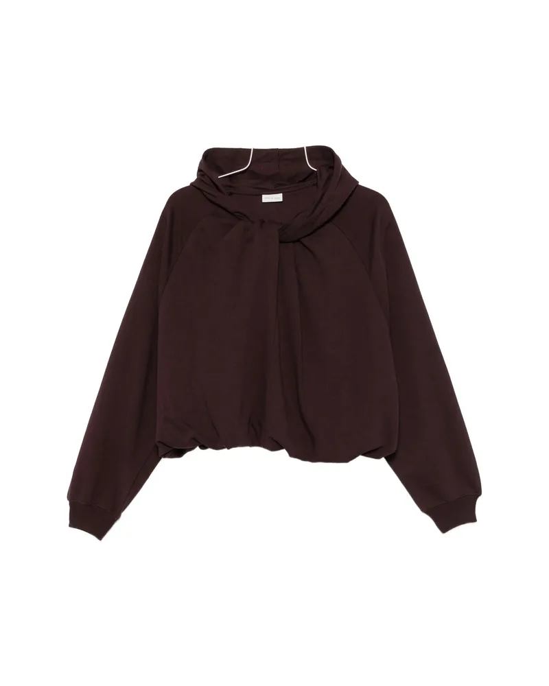 Dries van Noten Twist-detail Raglan-sleeve Hoodie Brown