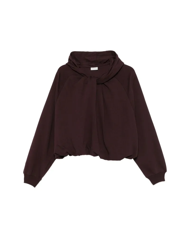 Dries van Noten Twist-detail Raglan-sleeve Hoodie Brown