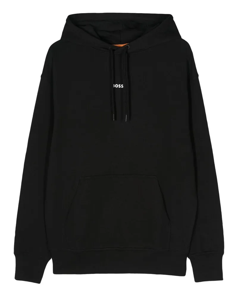 HUGO BOSS Logo-rubberised Cotton Hoodie Black