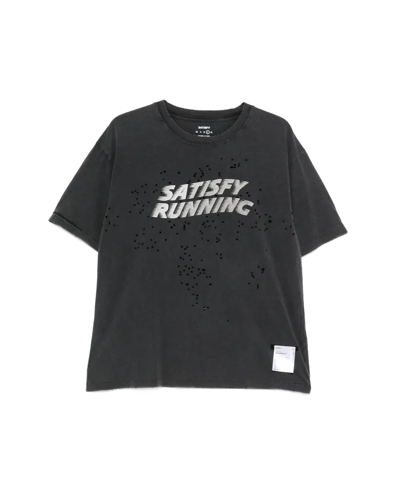 Satisfy Distressed Logo-print T-shirt Black
