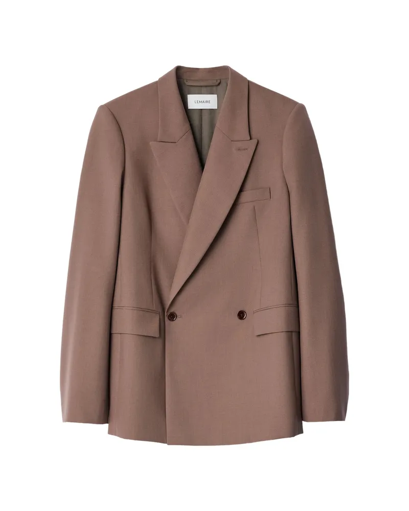Christophe Lemaire Double-breasted Tailored Jacket In Tropical Wool Blend Brown