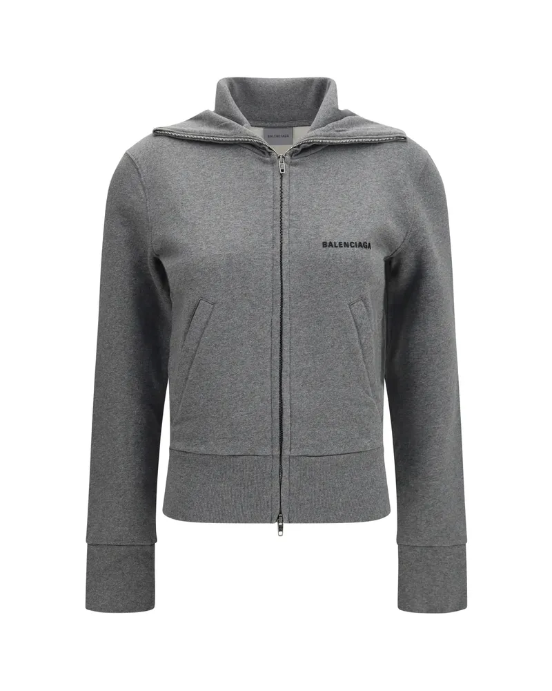 Balenciaga Logo-embroidered Zip-up Jacket Grey