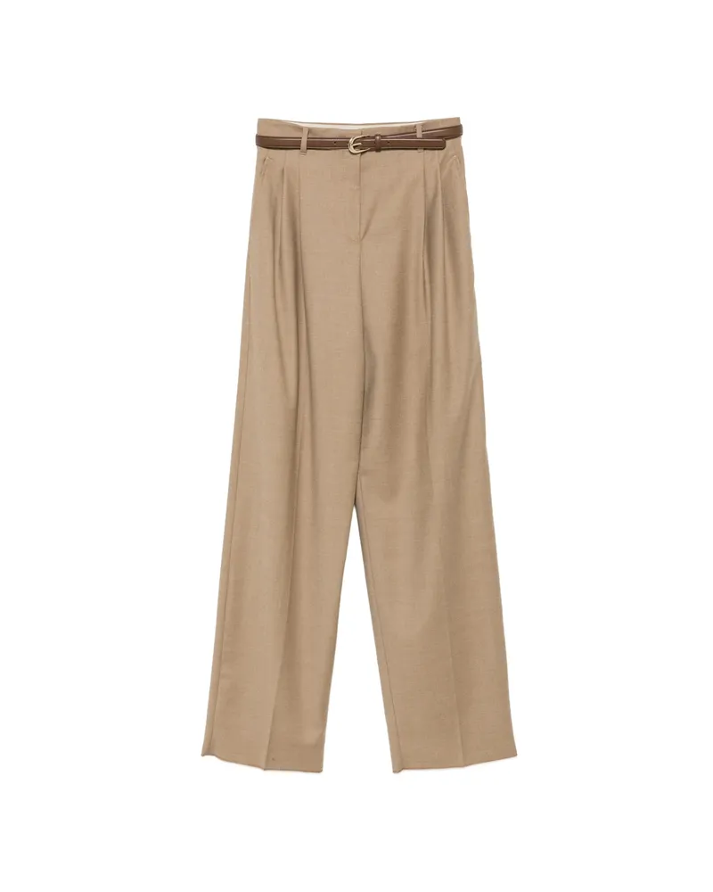 Max Mara Pleated Wide-leg Trousers Neutrals