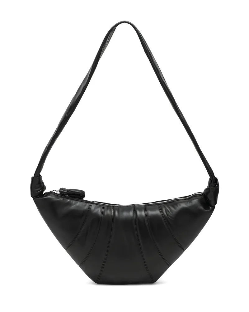 Christophe Lemaire Medium Croissant Leather Shoulder Bag Black