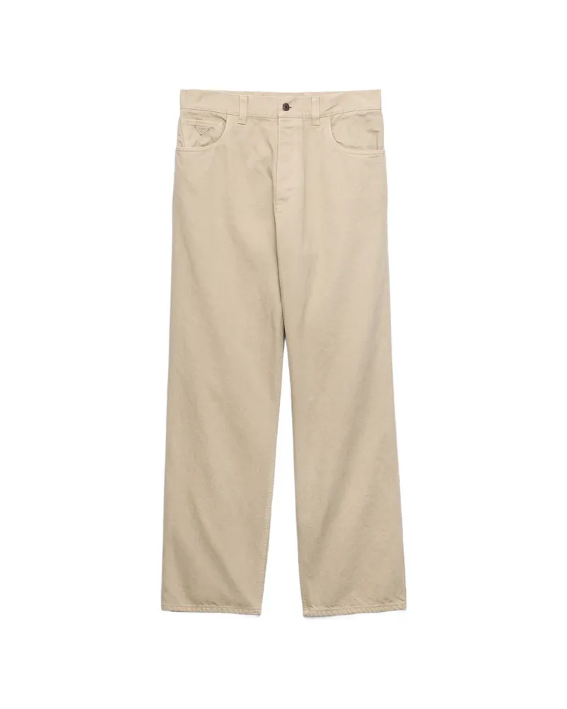 Prada Five-pocket Old Denim Jeans Neutrals