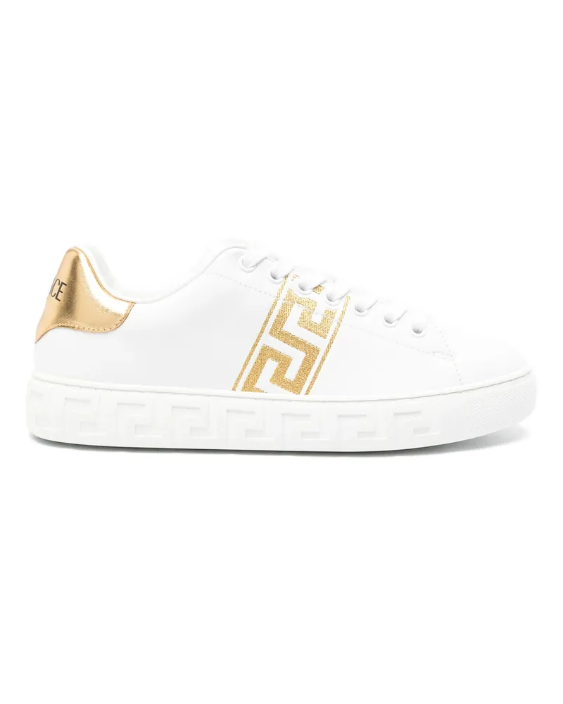 Versace Greca-embroidered Leather Sneakers White