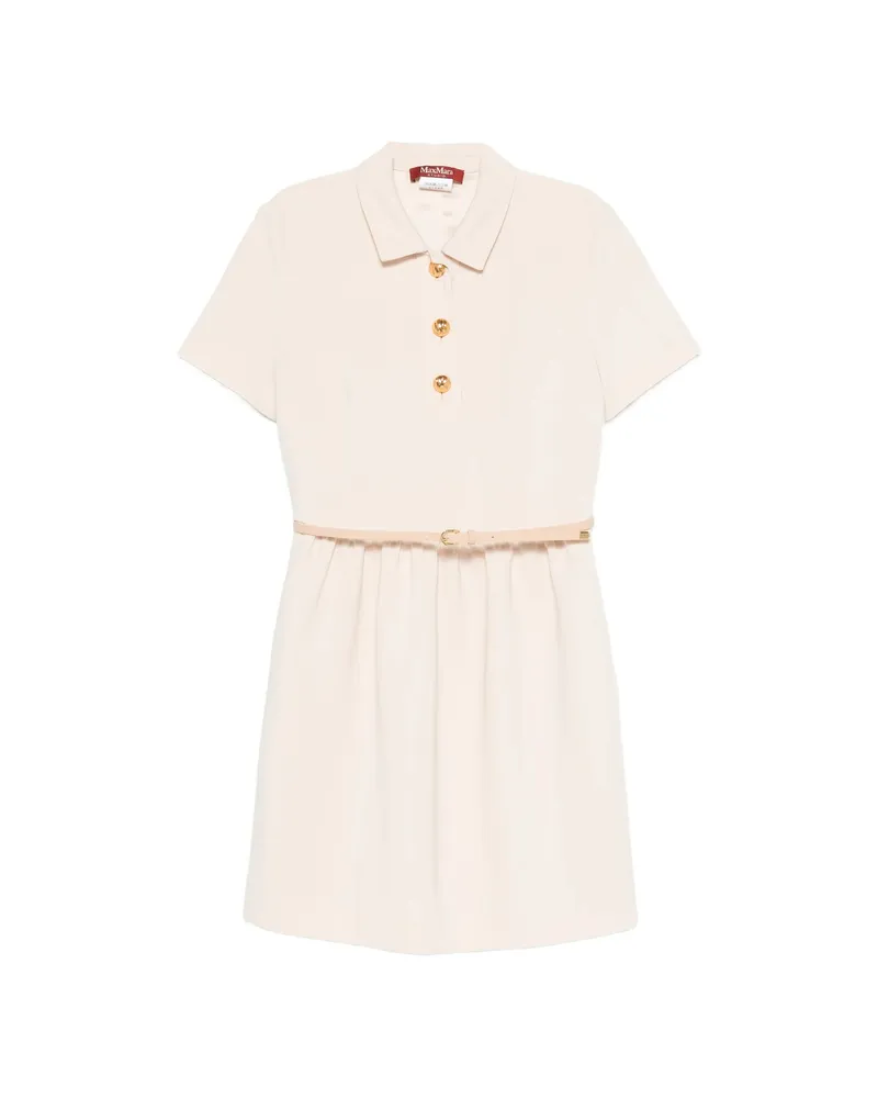Max Mara Belted Button-front Mini Dress Neutrals