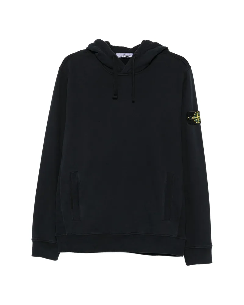Stone Island Logo-patch Drawstring Hoodie Blue