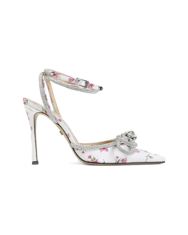 Mach & Mach Floral Satin Embellished Pumps White
