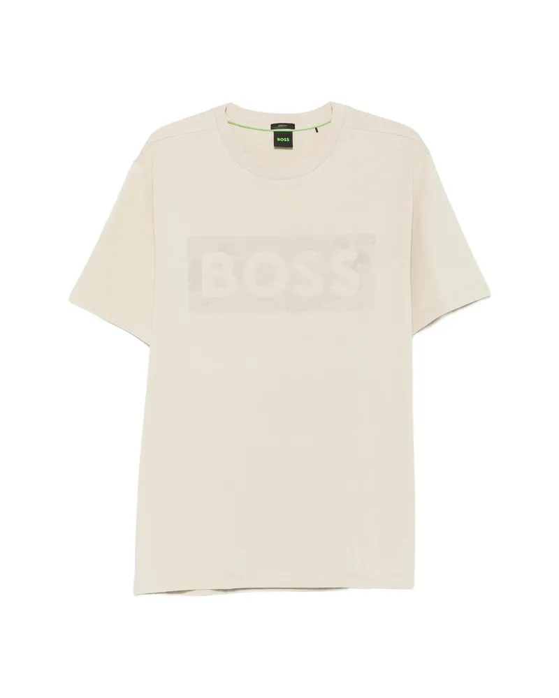 HUGO BOSS Logo-print Short-sleeve T-shirt Neutrals