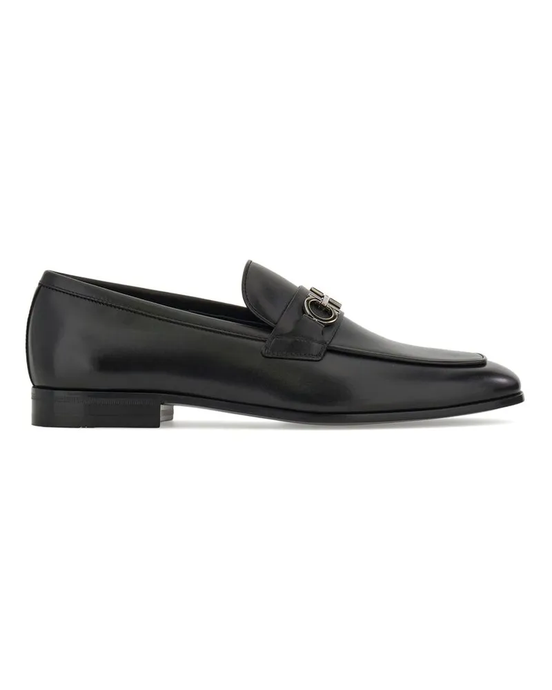 Ferragamo Gancini-plaque Loafers Black