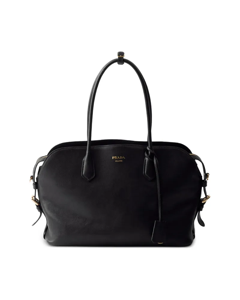 Prada Large Leather Tote Bag Black