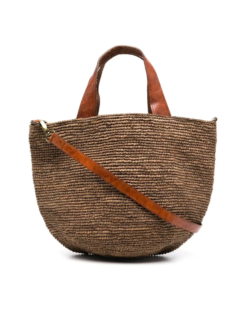 IBELIV Mirozy Crocheted Raffia Tote Bag Brown