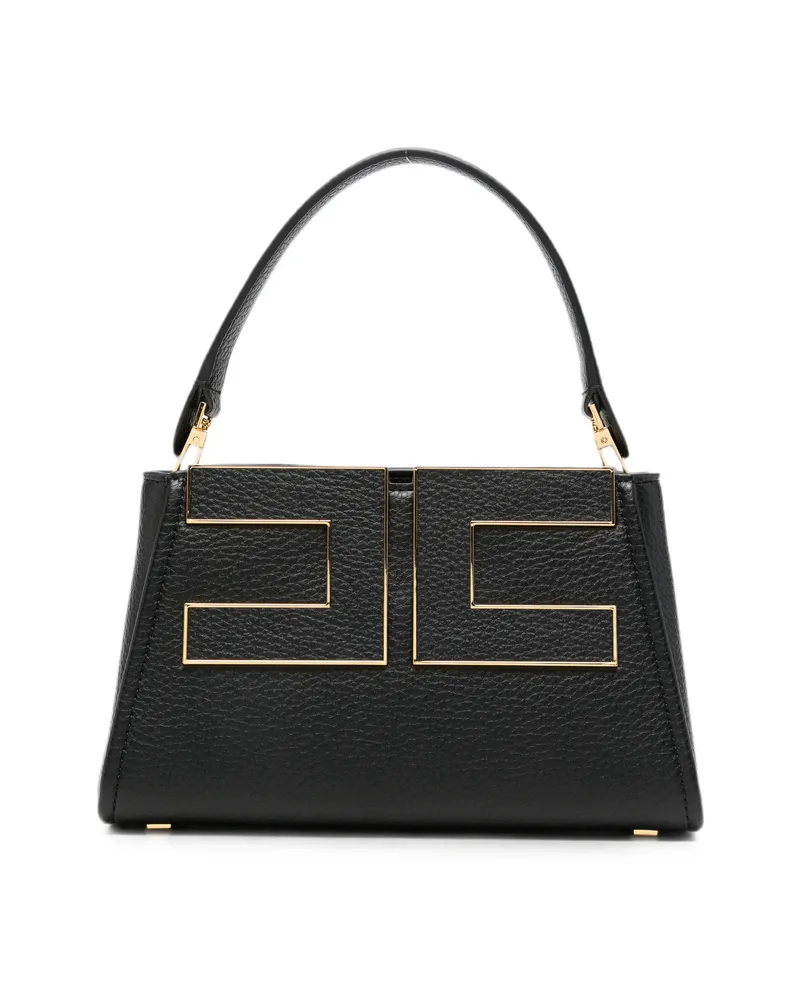 Elisabetta Franchi Logo-plaque Pebbled-effect Tote Bag Black