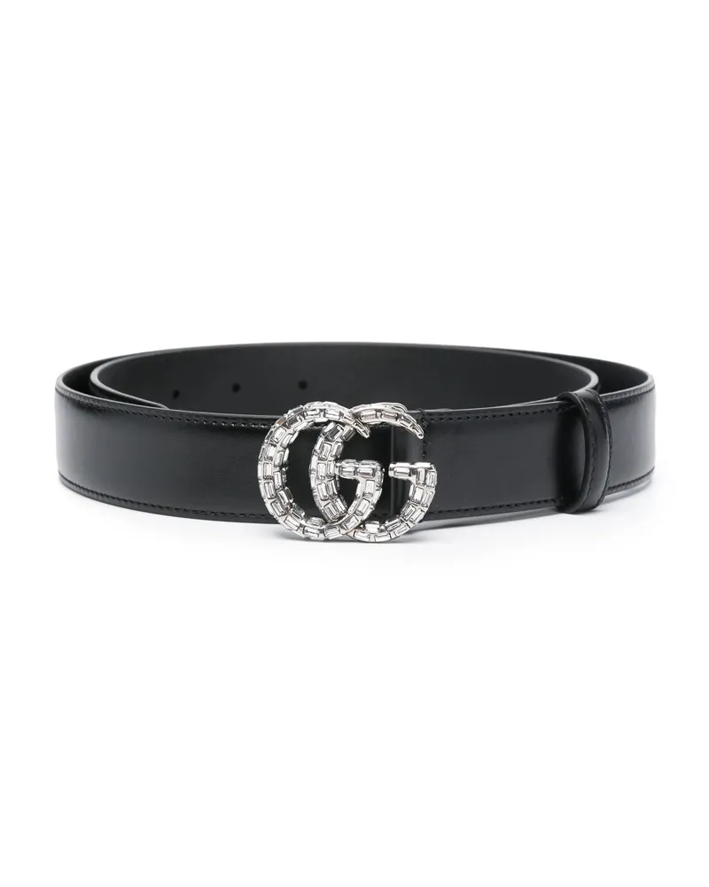 Gucci Double G Crystal-embellished Belt Black