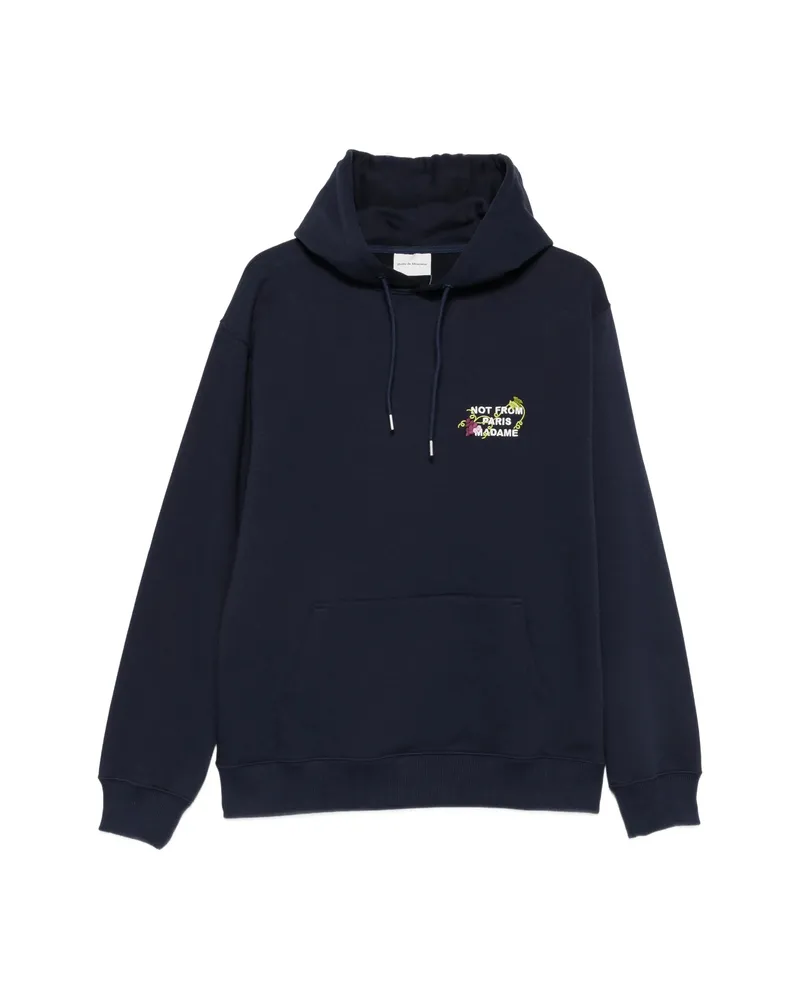 Drôle de Monsieur Embroidered-slogan Hoodie Blue
