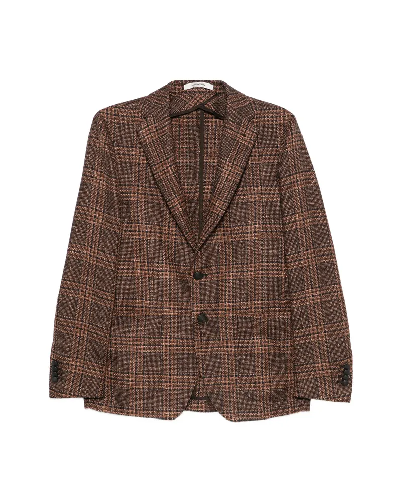 Tagliatore Check-pattern Notched-lapel Blazer Brown
