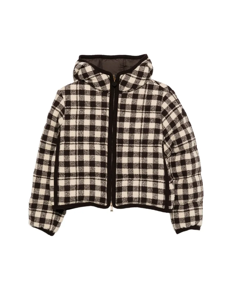Moncler Check Hooded Jacket Brown