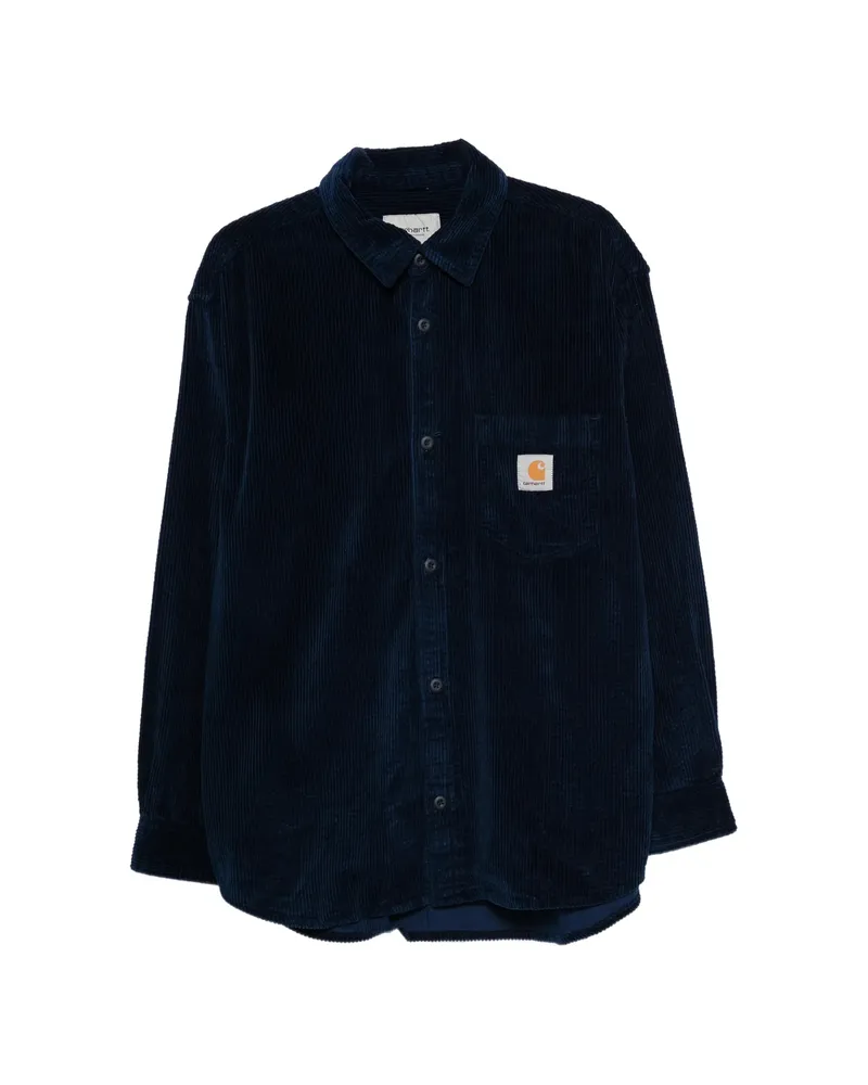 Carhartt WIP Loyde Corduroy Logo-patch Shirt Blue