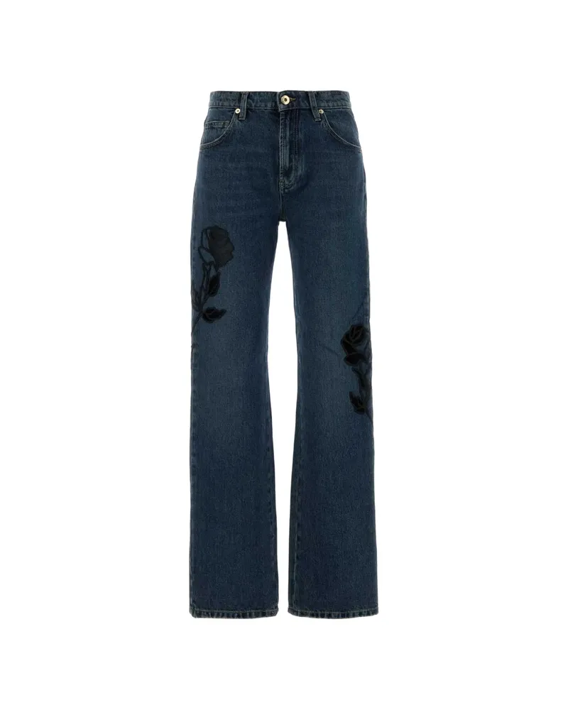 Blumarine Rose-patch Trousers Blue