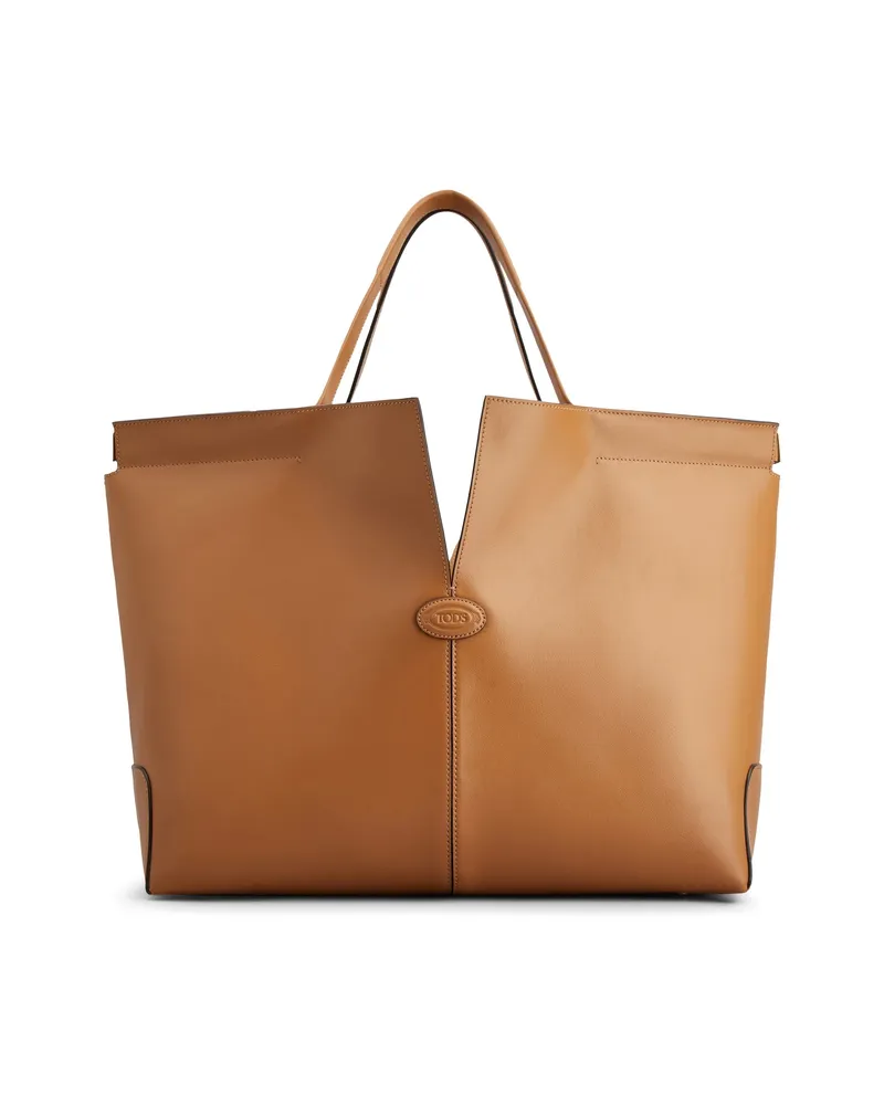 TOD'S Medium Leather Tote Bag Brown