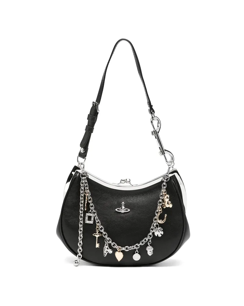 Vivienne Westwood Charm-embellished Leather Shoulder Bag Black