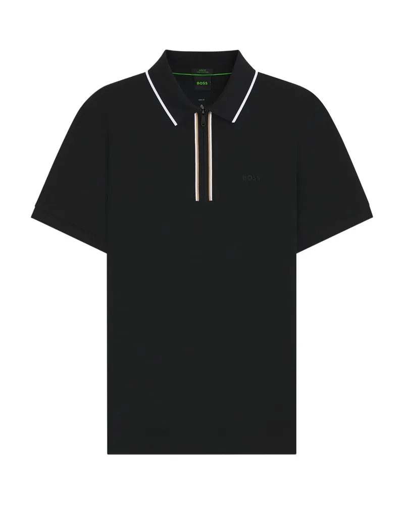 HUGO BOSS Striped-collar Polo Shirt Black