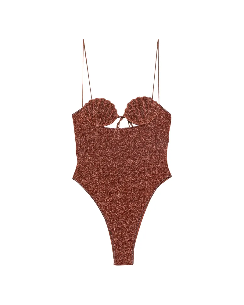 Oséree Lumière Shell Cutout Swimsuit Brown