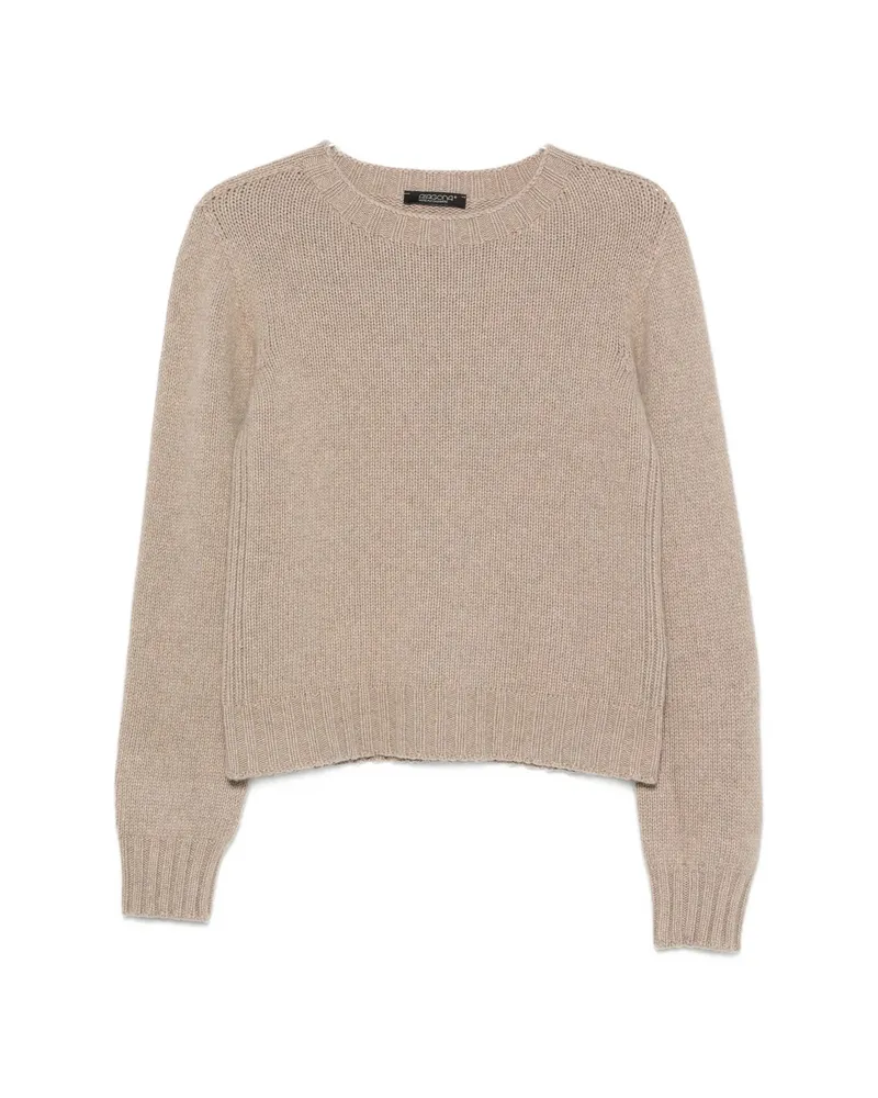 ARAGONA Long-sleeve Ribbed-knit Sweater Neutrals