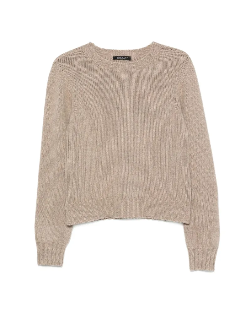 ARAGONA Long-sleeve Ribbed-knit Sweater Neutrals
