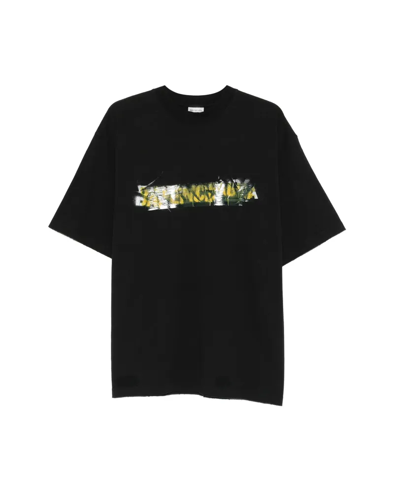Balenciaga Distressed Graphic T-shirt Black