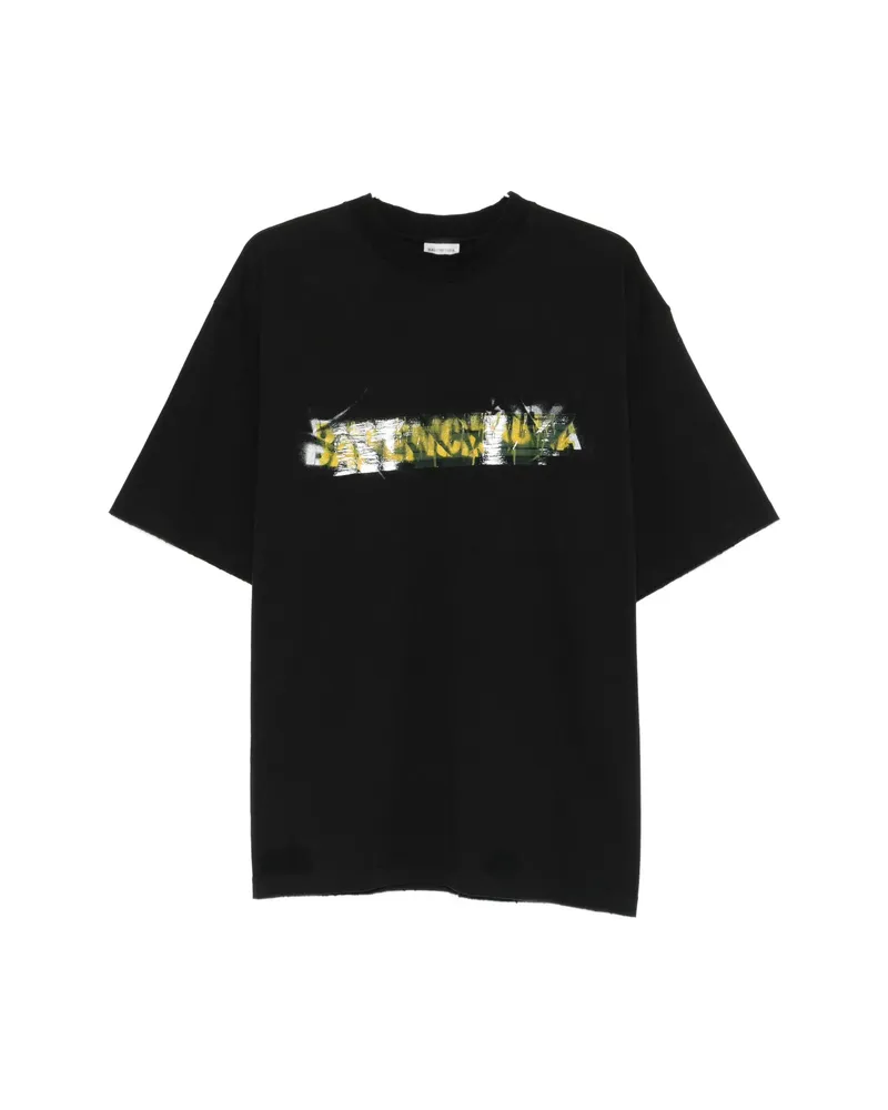 Balenciaga Distressed Graphic T-shirt Black