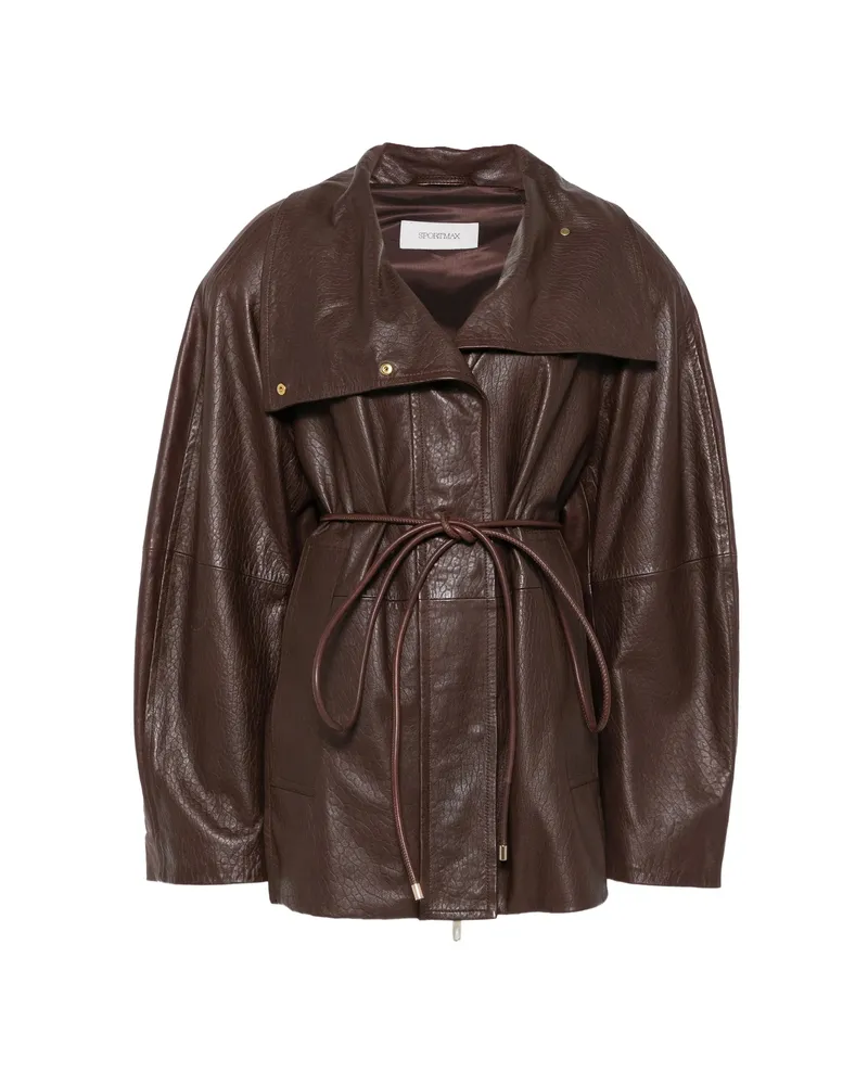 SPORTMAX SPSAlaggio Belted Leather Jacket Brown
