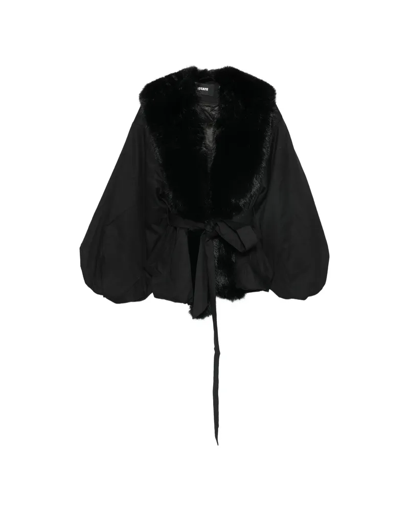 ROTATE Birger Christensen Faux-fur Collar Jacket Black