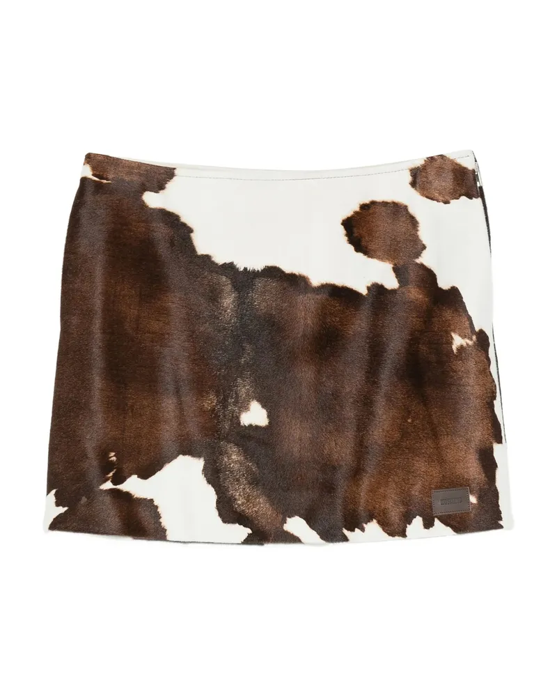 Moschino Cow-print Mini Skirt Brown