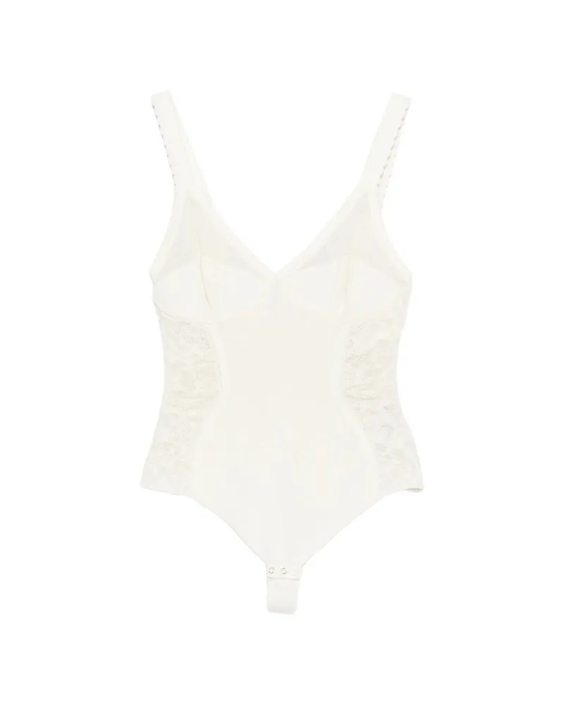 Elisabetta Franchi Lace-panelled Sleeveless Top Neutrals