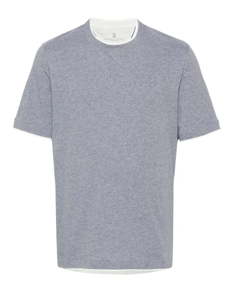 Brunello Cucinelli Faux-layered Cotton T-shirt Grey