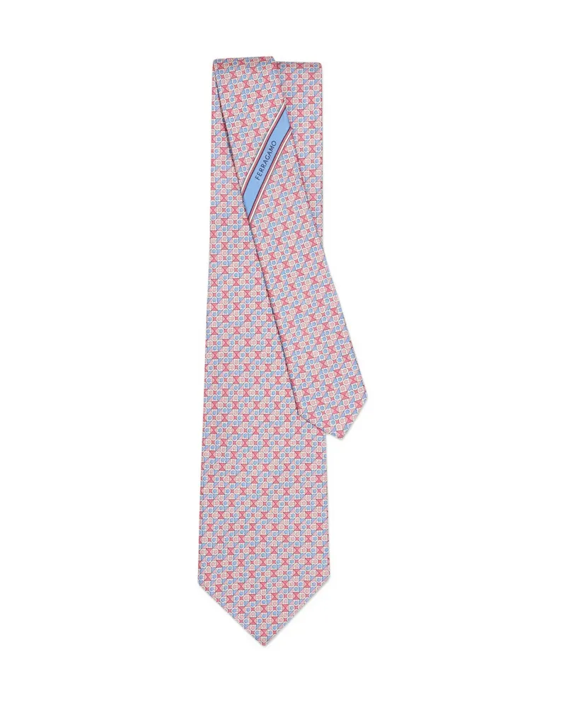 Ferragamo Graphic-print Silk Tie Pink