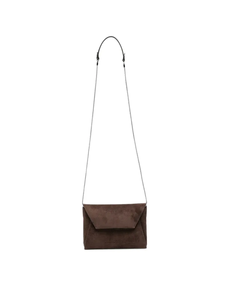 Brunello Cucinelli Suede Chain-link Cross Body Bag Brown