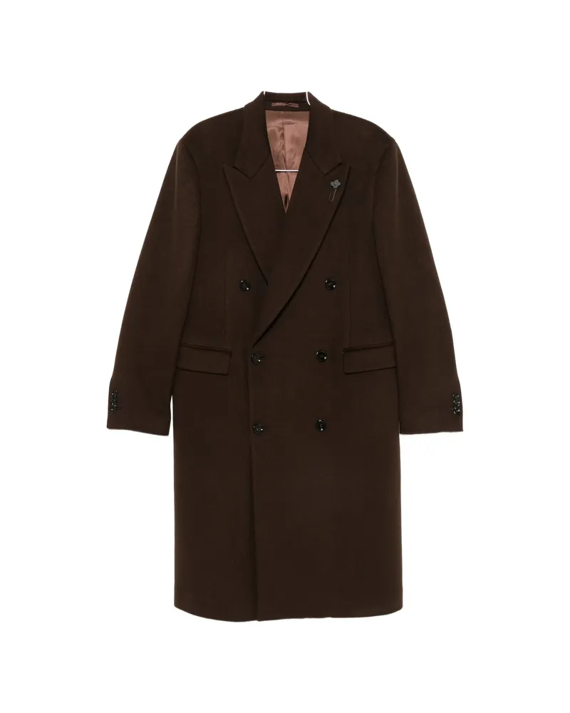 LARDINI Pin-lapel Double-breasted Coat Brown
