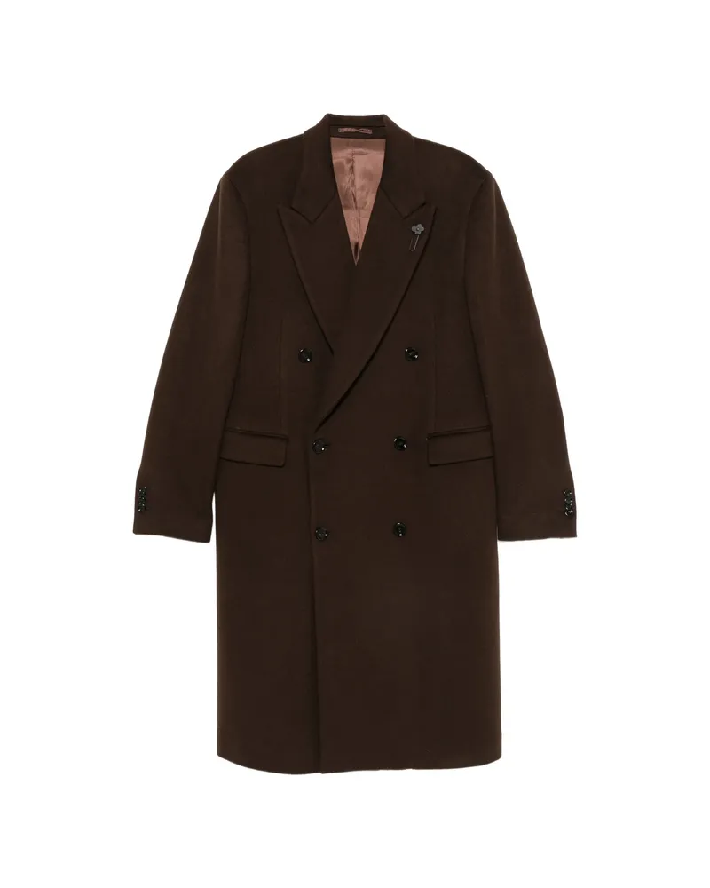 LARDINI Pin-lapel Double-breasted Coat Brown