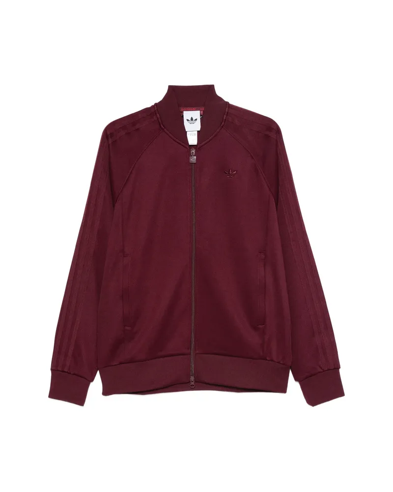 adidas Logo-embroidered Zip-up Sweater Red